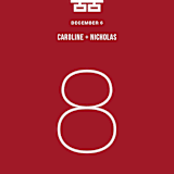 "Double Happiness Seal" - Table Numbers in Carmine by Lori James - Detail