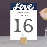 "Brushed Love" - Table Numbers in Night Navy by Lisa Guerrero - Front