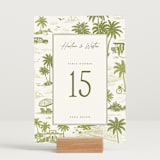 "West Coast Toile" - Table Numbers in Palm by Jenna Holcomb - Displayed (stand not included)