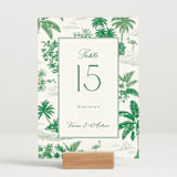 "Tropical Toile" - Table Numbers in Jade by Jenna Holcomb - Displayed (stand not included)