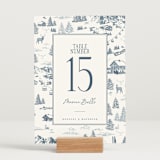 "Mountain Toile" - Table Numbers in Denim by Jenna Holcomb - Displayed (stand not included)
