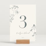 "Sketched Florals" - Table Numbers in Storm by Baumbirdy - Displayed (stand not included)