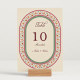 "Mughal Gardens" - Table Numbers in Ivory by Sherley Ferreira - Displayed (stand not included)