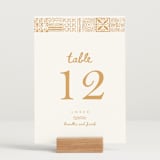 "Tribal Rythm" - Table Numbers in Amber by Selima Akhter - Displayed (stand not included)