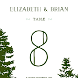 "Mountain View" - Table Numbers in Pine green by Ariel Rutland - Detail