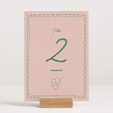 "Crazy Little Thing Called Love" - Table Numbers in Avocado by Helena Vitto - Displayed (stand not included)
