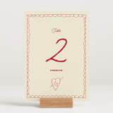 "Crazy Little Thing Called Love" - Table Numbers in Strawberry by Helena Vitto - Displayed (stand not included)