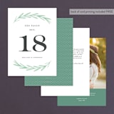 "Painted Leaves" - Table Numbers in Evergreen by Olivia Raufman - Back of Card Options