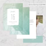 "Painted Sea" - Table Numbers in Seafoam by Hooray Creative - Back of Card Options