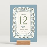 "Sweet Vintage" - Table Numbers in Periwinkle by Alethea and Ruth - Displayed (stand not included)