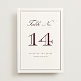 "Engraved names" - Table Numbers in Burgundy by Stacey Meacham - Front