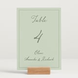 "Olive" - Table Numbers in Mint by Sherley Ferreira - Displayed (stand not included)
