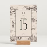 "New York Toile" - Table Numbers in Antique by Jenna Holcomb - Displayed (stand not included)