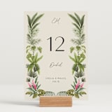 "Tropical garden" - Table Numbers in Lime by Elly - Displayed (stand not included)