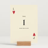 "Red Hearts" - Table Numbers in Champagne by Helena Vitto - Displayed (stand not included)