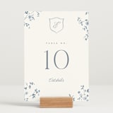 "Wildflower Corners" - Table Numbers in Bluebell by Everett Paper Goods - Displayed (stand not included)