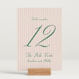 "Whimsical Hand Illustrated Crest" - Table Numbers in Peony by Jackie Crawford - Displayed (stand not included)