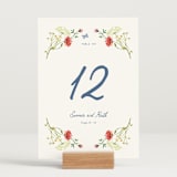 "Wildflower Romance" - Table Numbers in Ivory by frau brandt - Displayed (stand not included)