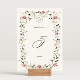 "Ornate" - Table Numbers in Peony by Sarah Knight - Displayed (stand not included)