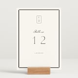 "Stripe Bevel" - Table Numbers in Salt by Amy Kross - Displayed (stand not included)