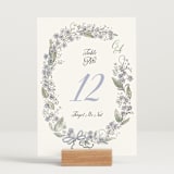 "Forget Me Nots" - Table Numbers in Violet by Jenna Holcomb - Displayed (stand not included)