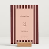 "Museum" - Table Numbers in Burgundy by Nazia Hyder - Displayed (stand not included)