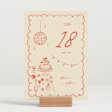 "Party On!" - Table Numbers in Sangria Spark by Zove Ahhh - Displayed (stand not included)