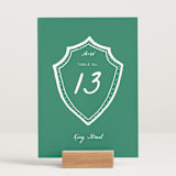"Palm Tree Crest" - Table Numbers in Palm by Erika Firm - Displayed (stand not included)