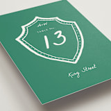 "Palm Tree Crest" - Table Numbers in Palm by Erika Firm - Detail