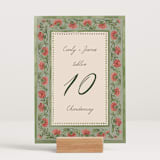 "Wedding Tapestry" - Table Numbers in Coral Fern by Chris Griffith - Displayed (stand not included)