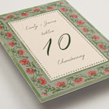 "Wedding Tapestry" - Table Numbers in Coral Fern by Chris Griffith - Detail