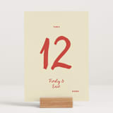 "Big Heart Wedding" - Table Numbers in Cherry by Ani Somi - Displayed (stand not included)