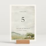 "Countryside" - Table Numbers in Emerald by Petra Kern - Displayed (stand not included)
