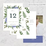 "Hydrangea Frame" - Table Numbers in Periwinkle by Susan Moyal - Back of Card Options