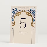"Gilded" - Table Numbers in Cerulean by GeekInk Design - Folded