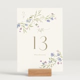 "Sweeping Meadow" - Table Numbers in Wisteria by Everett Paper Goods - Displayed (stand not included)
