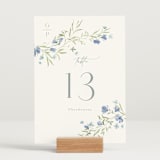 "Sweeping Meadow" - Table Numbers in Aquamarine by Everett Paper Goods - Displayed (stand not included)