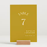 "Swoop" - Table Numbers in Marigold by Stacey Day - Displayed (stand not included)