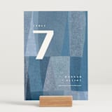 "denim patchwork" - Table Numbers in Seaside by Carrie Moradi - Displayed (stand not included)