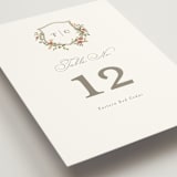 "Foliage Crest" - Table Numbers in Mulberry by Everett Paper Goods - Detail