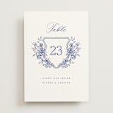 "watercolor flowers crest" - Table Numbers in Dusty Blue by Cass Loh - Front