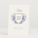"watercolor flowers crest" - Table Numbers in Dusty Blue by Cass Loh - Folded