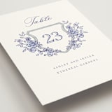 "watercolor flowers crest" - Table Numbers in Dusty Blue by Cass Loh - Detail