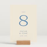 "Brooklyn" - Table Numbers in Cerulean by Ellen Schlegelmilch - Displayed (stand not included)