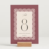 "Chantilly" - Table Numbers in Mauve by Erica Krystek - Displayed (stand not included)