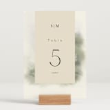 "Hillside" - Table Numbers in Moss by Hannah Williams - Displayed (stand not included)