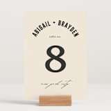 "Spin" - Table Numbers in Cream by Pixel and Hank - Displayed (stand not included)