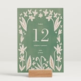 "Friendly Flowers" - Table Numbers in Emerald by Ani Somi - Displayed (stand not included)