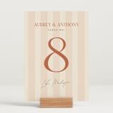"Ambrosial" - Table Numbers in Butter by Pixel and Hank - Displayed (stand not included)