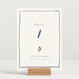 "Blue Bells" - Table Numbers in Cornflower by Mere Paper - Displayed (stand not included)